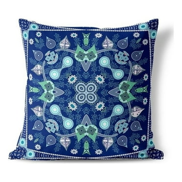 Vine Visions Indoor/Outdoor Pillow with Removable Cover in Blue 16x16