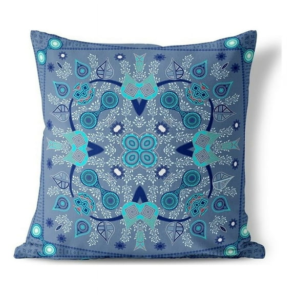 Vine Visions Throw Pillow with Removable Cover in Muted Blue 16x16