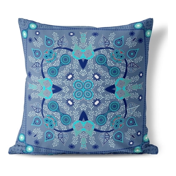 Vine Visions Throw Pillow with Removable Cover in Muted Blue 18x18
