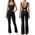 thumbnail image 1 of Vine Women Flare Jumpsuits One Piece Yoga Workout Strappy Square Neck Backless Full Stretch Jumpsuit,Black Bell Bottoms Flare Jumpsuits Butt Lifter Bodysuit Jumpsuits for Women, 1 of 7