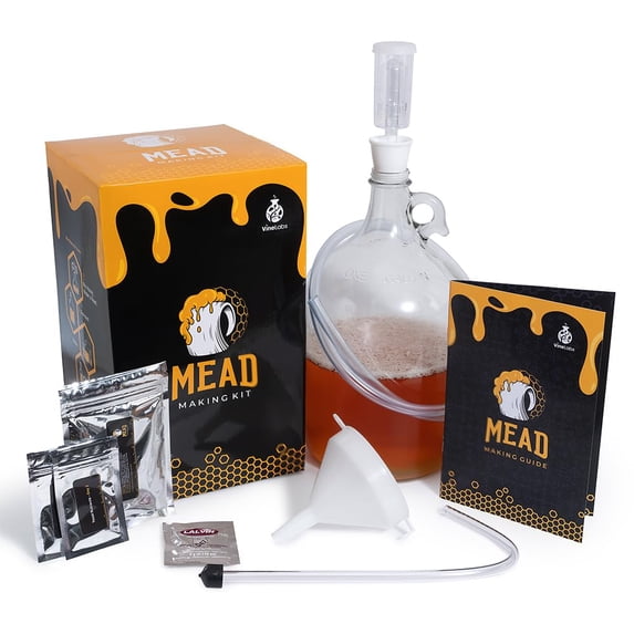 VineLabs Honey Mead Making Kit with Yeast and Starter Home Brew Accessories, Reusable, Step-by-Step Brewing Process, 1 Gallon, Made in the USA