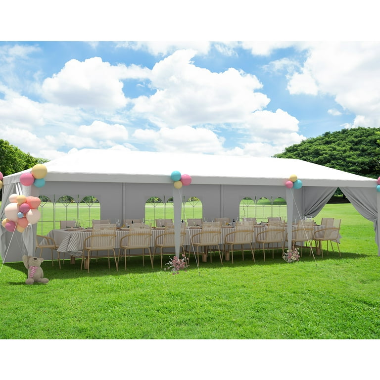 Vineego 10 x30 Outdoor Party Tent Patio Heavy Duty Gazebo Wedding Canopy Tent Camping Event BBQ Waterproof Shelter Windows