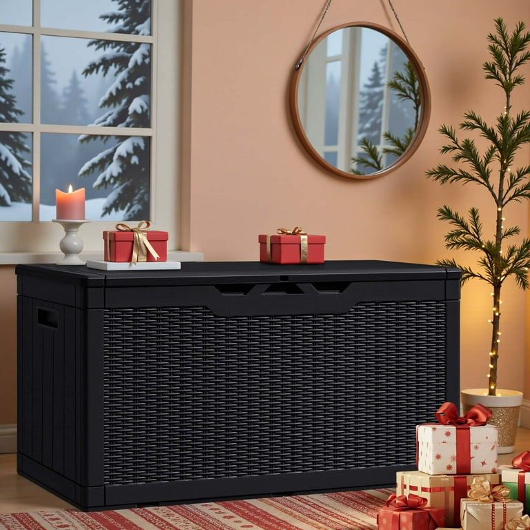 Vineego 100 Gallon Resin Deck Box, Outdoor Bin, All-Weather, UV