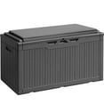 Vineego 100 Gallon Resin Deck Box with Cushions,Indoor Outdoor Lockable