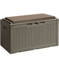 thumbnail image 1 of Vineego 100 Gallon Resin Deck Box with Cushions,Indoor Outdoor Lockable Storage Containe,Light Brown, 1 of 8