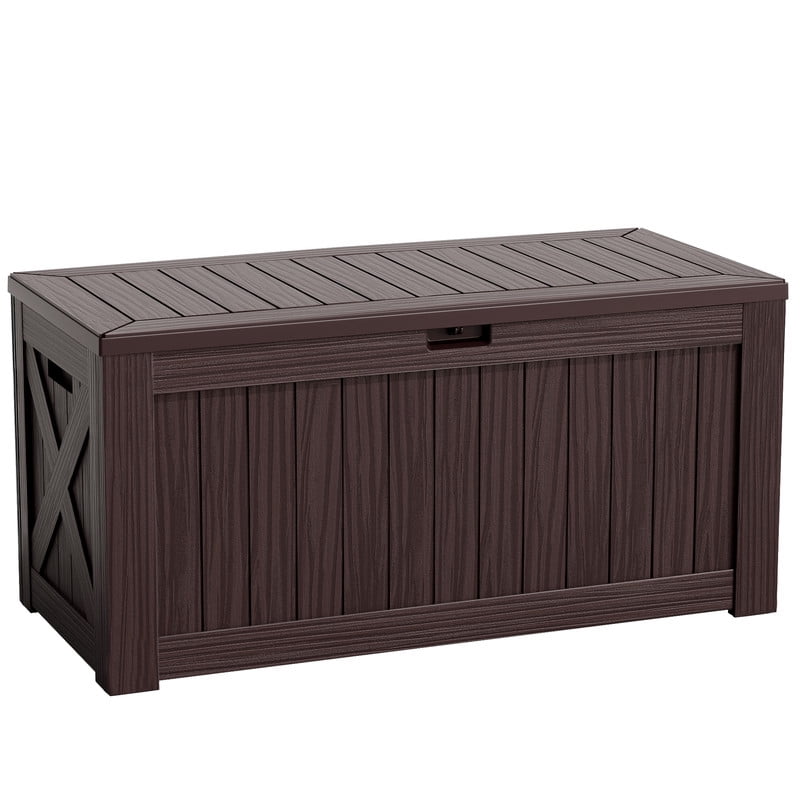 Vineego Outdoor 120 Gallon Resin Deck Box, Dark Brown