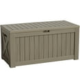 thumbnail image 1 of Vineego Outdoor Indoor 120 Gallon Resin Deck Box, Light Brown, 1 of 8