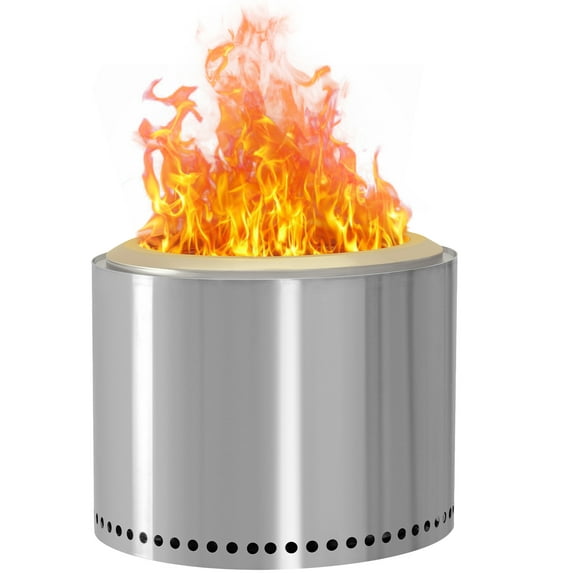 Vineego 19 inch Smokeless Fire Pit Outdoor Wood Burning Portable Fire Pit Stainless Steel with Standing Cover Backyard Patio Garden Picnic Camping Campfire