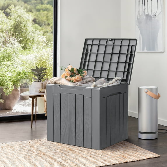 Vineego 28 Gallon Resin Deck Box Waterproof, UV Resistant Outdoor Storage Box