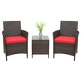 thumbnail image 1 of Vineego 3 Piece Outdoor Patio Furniture PE Rattan Wicker Bar Set with Tempered Glass, Red, 1 of 3