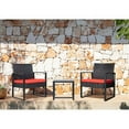 thumbnail image 1 of Vineego 3 Pieces Bistros Sets Outdoor Wicker Patio Furniture Sets PE Rattan Chairs Conversation Sets with table, Red, 1 of 12
