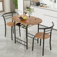 thumbnail image 1 of Vineego 3 Pieces Dining Set for 2 Small Kitchen Breakfast Table Set Space Saving Wooden Chairs and Table Set,Dark Brown, 1 of 7
