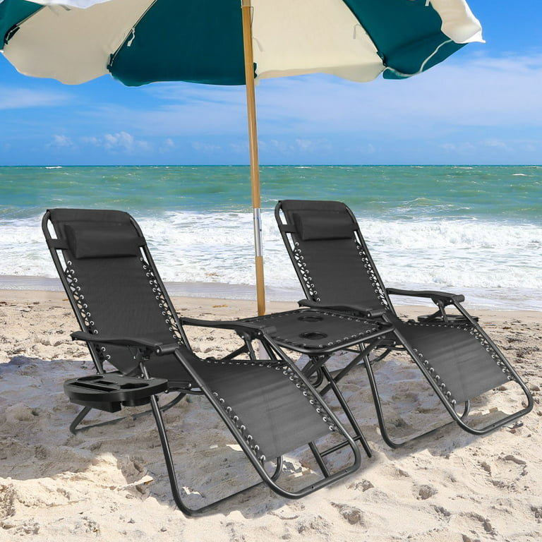 Vineego 3 Pieces Zero Gravity Chair Patio Foldable Chaise Lounge