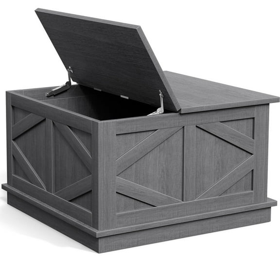 Vineego 31.5 Inch Farmhouse Square Coffee Table with Hinged Lift Top, Hidden Storage Compartment,Gary