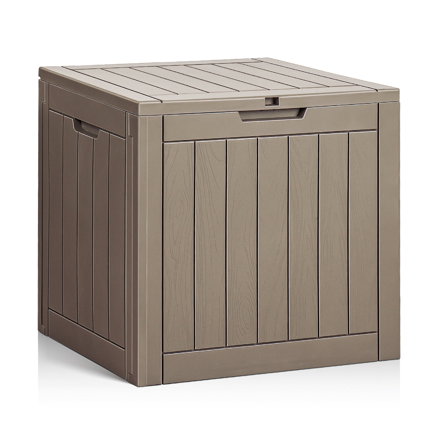 Vineego Deck Box 57.5-in L x 31.8-in 230-Gallons Light Brown Plastic Deck  Box in the Deck Boxes department at