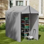 Vineego 3x6x5 ft Outdoor Storage Shed Portable Garage Shelter, Outdoor Shed with Roll-up Zipper Door, Storage Shelter for Motorcycle, Lawn Mower, Bike, Anti-Snow Portable Garage Kit Tent, Grey