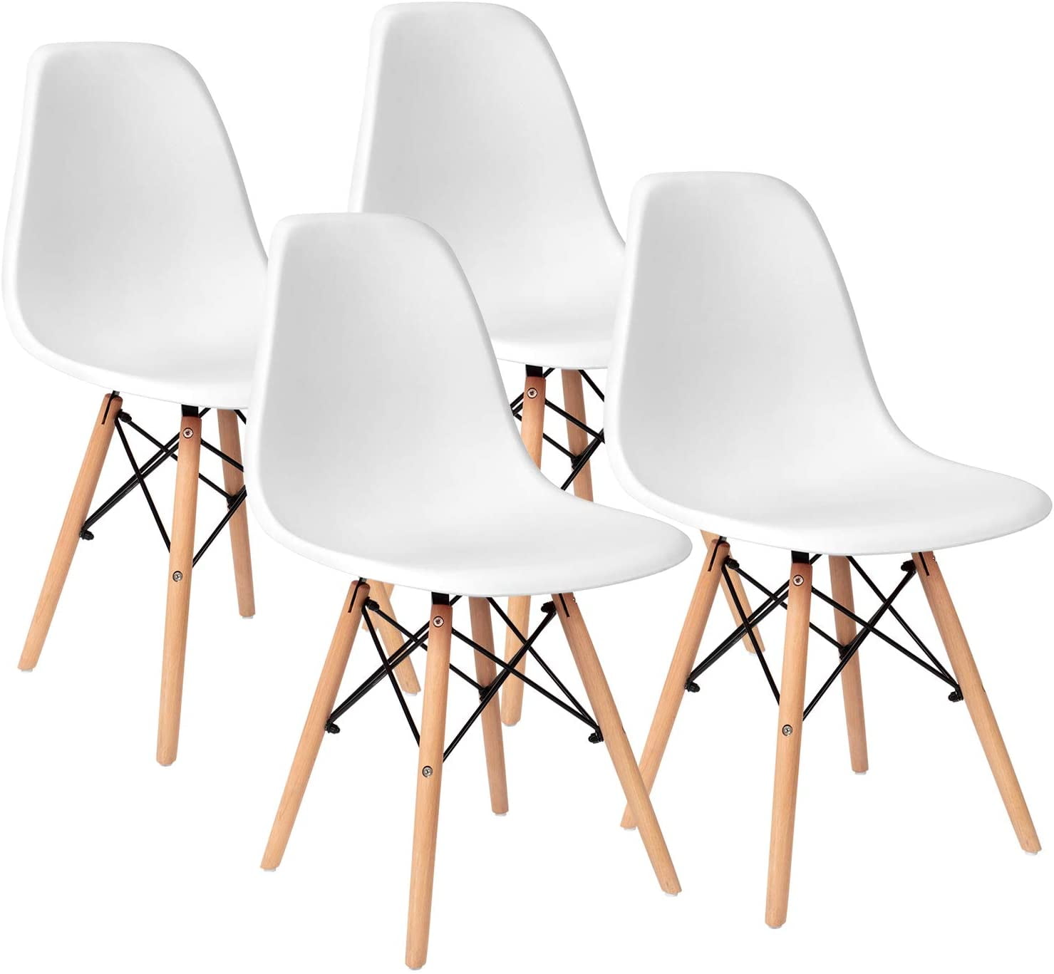 Vineego 4 PCS Dining Chairs Pre Assembled Modern Style Kitchen Room Chairs Mid Century Modern DSW Chair Set of 4,for Kitchen, Dining, Bedroom, Living Room(White)
