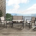 thumbnail image 1 of Vineego 4 Pieces Patio Furniture Outdoor furniture Modern Conversation Set Black Bistro Set, Beige, Steel, 1 of 7
