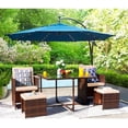 thumbnail image 1 of Vineego 5 Pieces Patio Sets Outdoor Wicker Conversation Sets Rattan Chairs with Ottomans and Tempered Glass Table(Beige), 1 of 8
