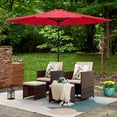 thumbnail image 1 of Vineego 5 Pieces Wicker Outdoor Patio Furniture Set Patio Chairs with Umbrella and Ottoman(Red), 1 of 7