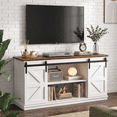 thumbnail image 1 of Vineego 58 Inch Farmhouse TV Stand and Entertainment Center for Televisions,with Sliding Barn Doors and Storage Cabinets,Milk White, 1 of 8