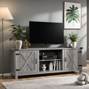 Vineego 58"Modern Farmhouse Barn Two-Door Tv Stand for TVs up to 65",Light Gray