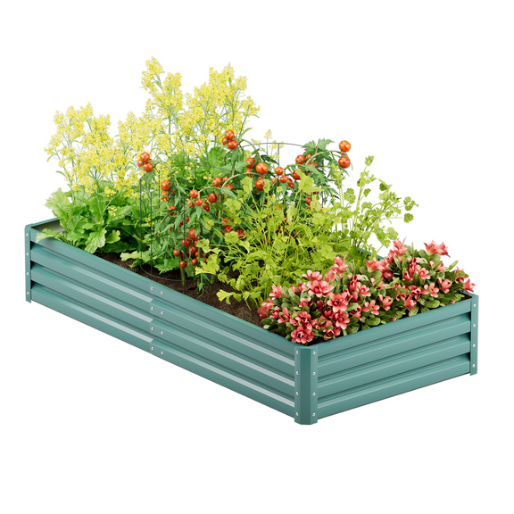 Vineego 6x3x1FT Raised Garden Bed Kit, Galvanized Planter Raised Garden Boxes Outdoor, Square Large Metal Raised Garden Beds