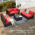 thumbnail image 1 of Vineego 7 Pieces Outdoor Patio Furniture Sets Wicker Sectional Sofa All-Weather PE Rattan Conversation Sets, Red, 1 of 7