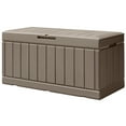 thumbnail image 1 of Vineego Classic Outdoor Water-Resistant 82 Gal Resin Deck Box, Light Brown, 1 of 8