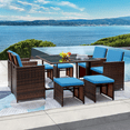 thumbnail image 1 of Vineego 9-Pieces Traditional Steel Durable Dining Furniture Sets Blue, 1 of 9