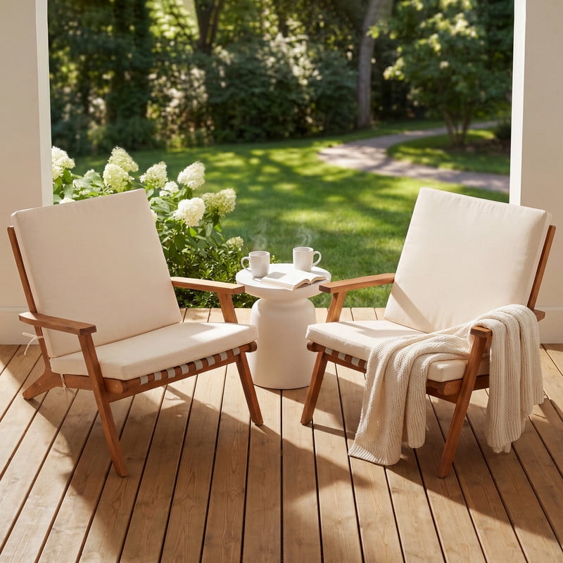 Vineego Adirondack Chairs with Cushions Set of 2, PE All-Weather Outdoor Chairs for Patio, Poolside & Backyard
