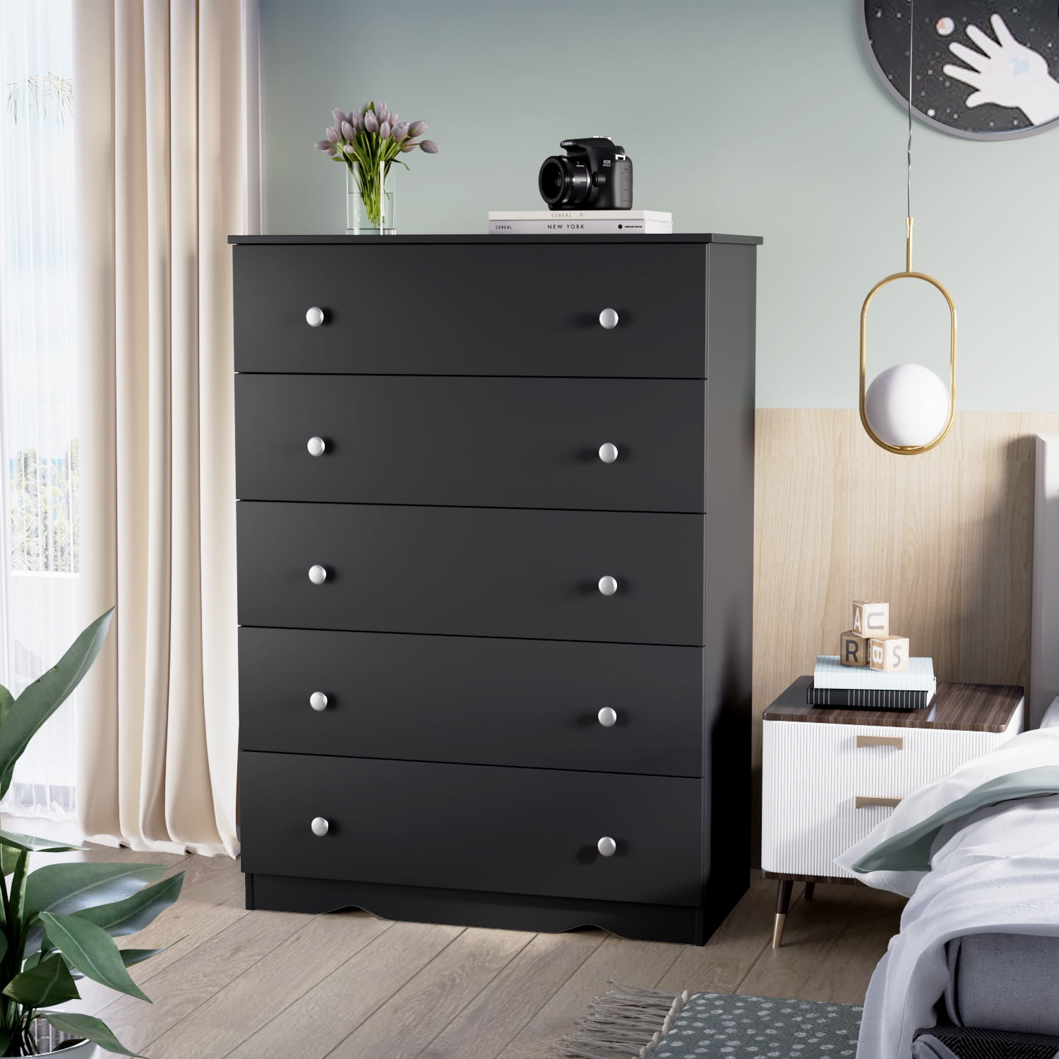 Vineego Bedroom Dresser, 5 Drawer Closet Bedroom with Modern Wooden