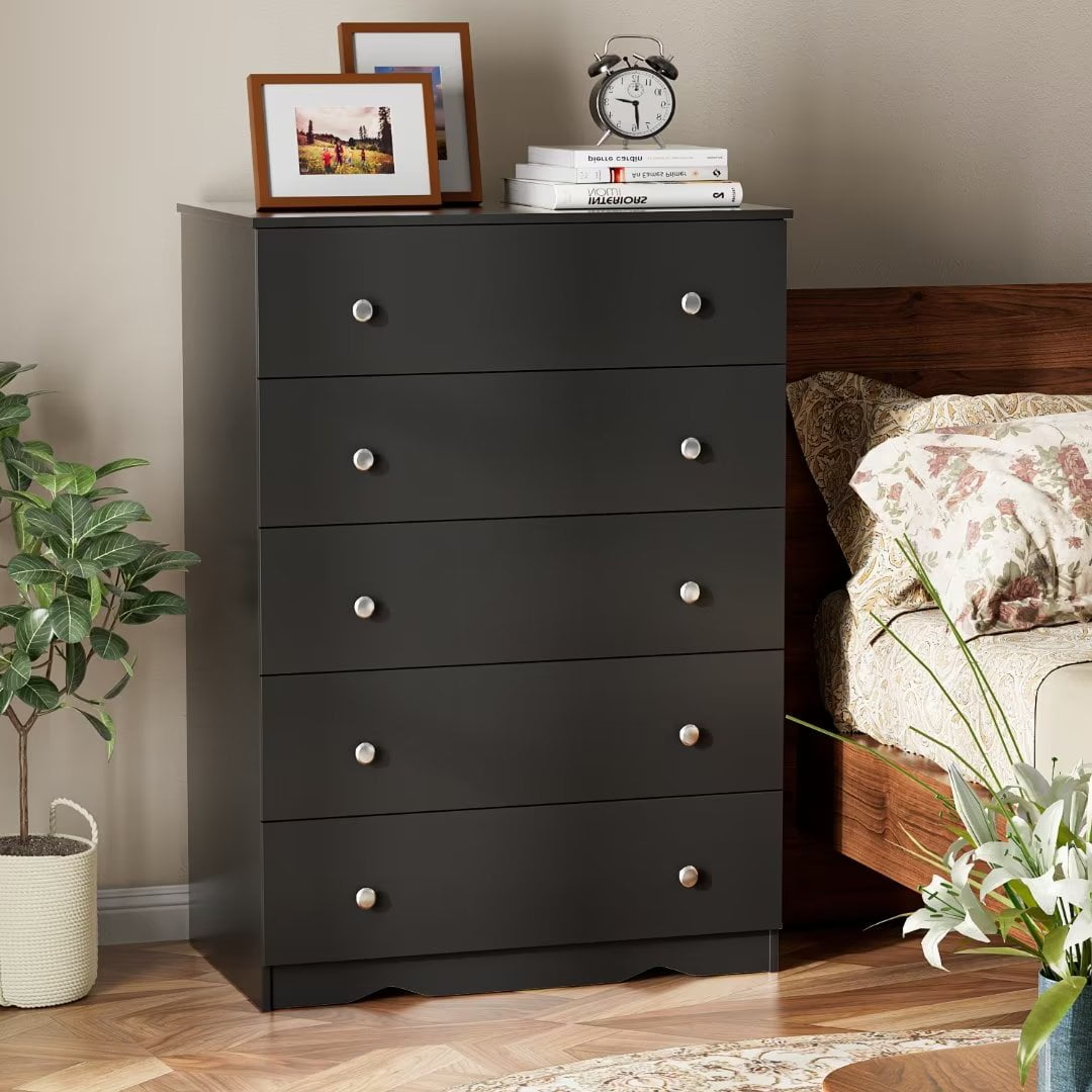 Black 5 drawer dresser online