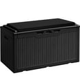thumbnail image 1 of Vineego Classic Outdoor 100 Gallon Resin Deck Box with Cushions, Lockable Storage Container, Black, 1 of 8