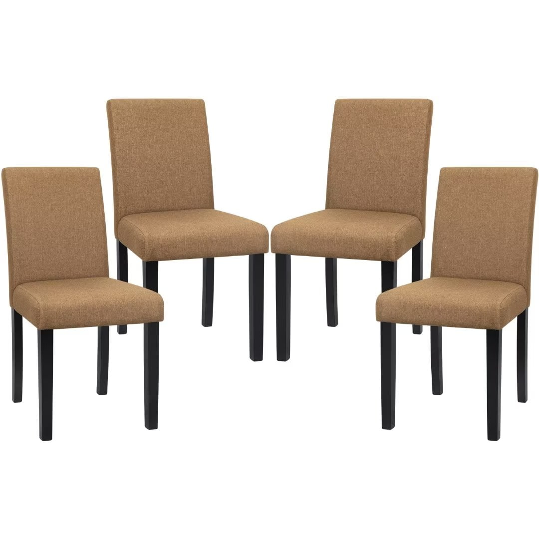 Vineego Dining Chairs Urban Style Fabric Parson Chairs Kitchen Living Room Armless Side Chair with Solid Wood Legs Set of 4 Beige Walmart