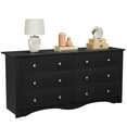 thumbnail image 1 of Vineego Double Dresser for Bedroom,6-Drawer Wide Chest of Drawers,Traditional Bedroom Dresser,Black, 1 of 8