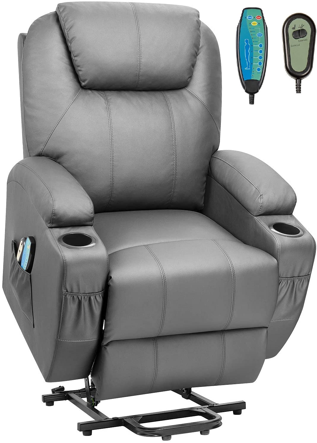 Vineego Electric Reclining Chair with Massage and Heating,Faux Leather,Gray - image 1 of 5