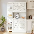 thumbnail image 1 of Vineego Farmhouse Kitchen Pantry Cabinet with Drawers & Open Shelves, Freestanding Storage Cabinet with Power Outlet for Kitchen Dining Room, White, 1 of 6