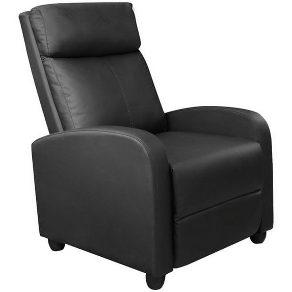 Vineego Faux Leather Office Manual Pushs Adjustable Backrest Recliner Chair, Black