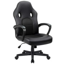 Vineego High Back Office Chair Faux Leather Gaming Racing Chair Ergonomic Adjustable Swivel Executive Chair, Black