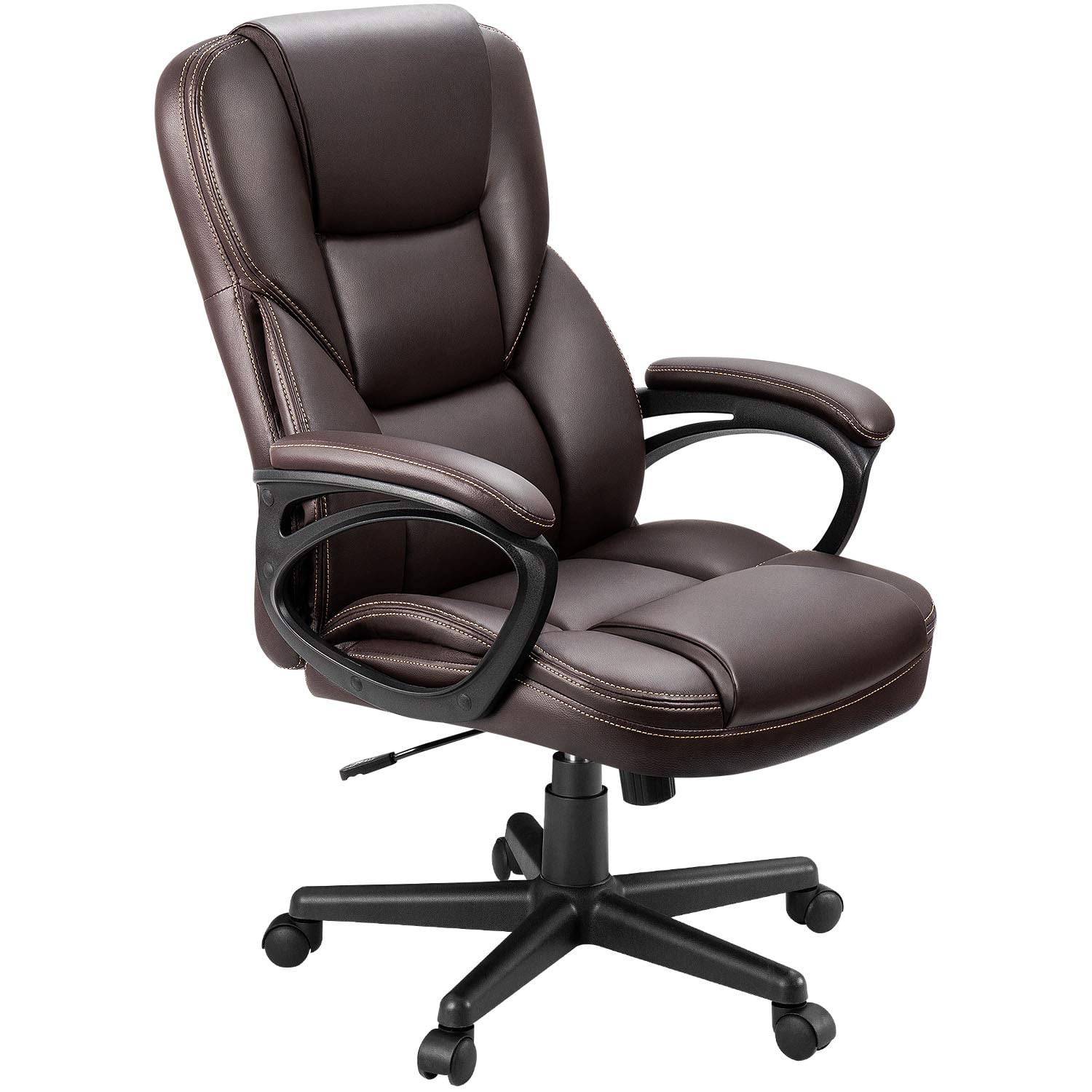 Vineego High Back PU Leather Executive Office Desk Chair Adjustable Business Manager’s Chair Ergonomic swivel Computer Chair with Lumbar Support and Armrest, Brown