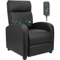 Vineego Home Theater Recliner with Massage Backrest,Faux Leather,Black