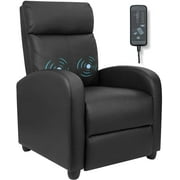 Vineego Home Theater Recliner with Massage Backrest,Faux Leather,Black