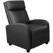 Vineego Home Theater Recliner with Padded Seat and Backrest, Black Faux Leather