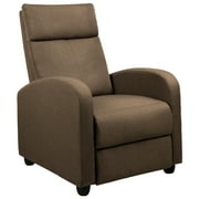Vineego Home Theater Recliner with Padded Seat and Backrest, Brown Fabric
