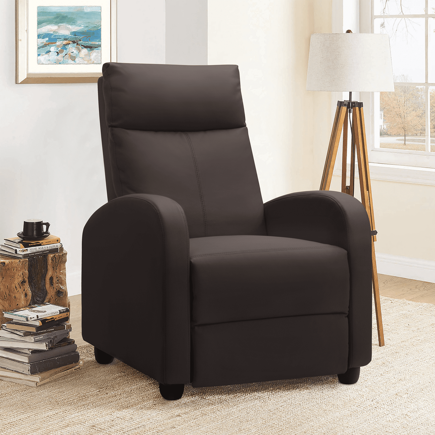 Vineego PU Leather Thick Padding Home Theater Recliner, Brown