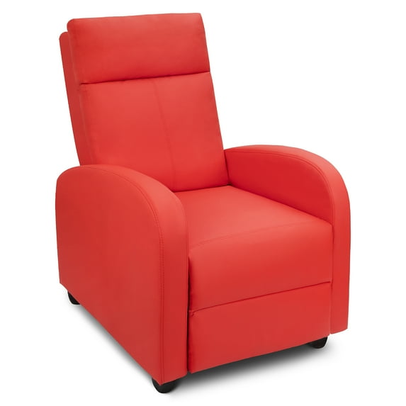 Vineego Home Theater Recliner with Padded Seat and Backrest, Red Faux Leather