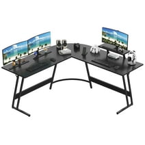 Vineego L-Shaped Computer Desk Modern Corner Desk Home Office Writing Sturdy Workstation with Movable Table, Black