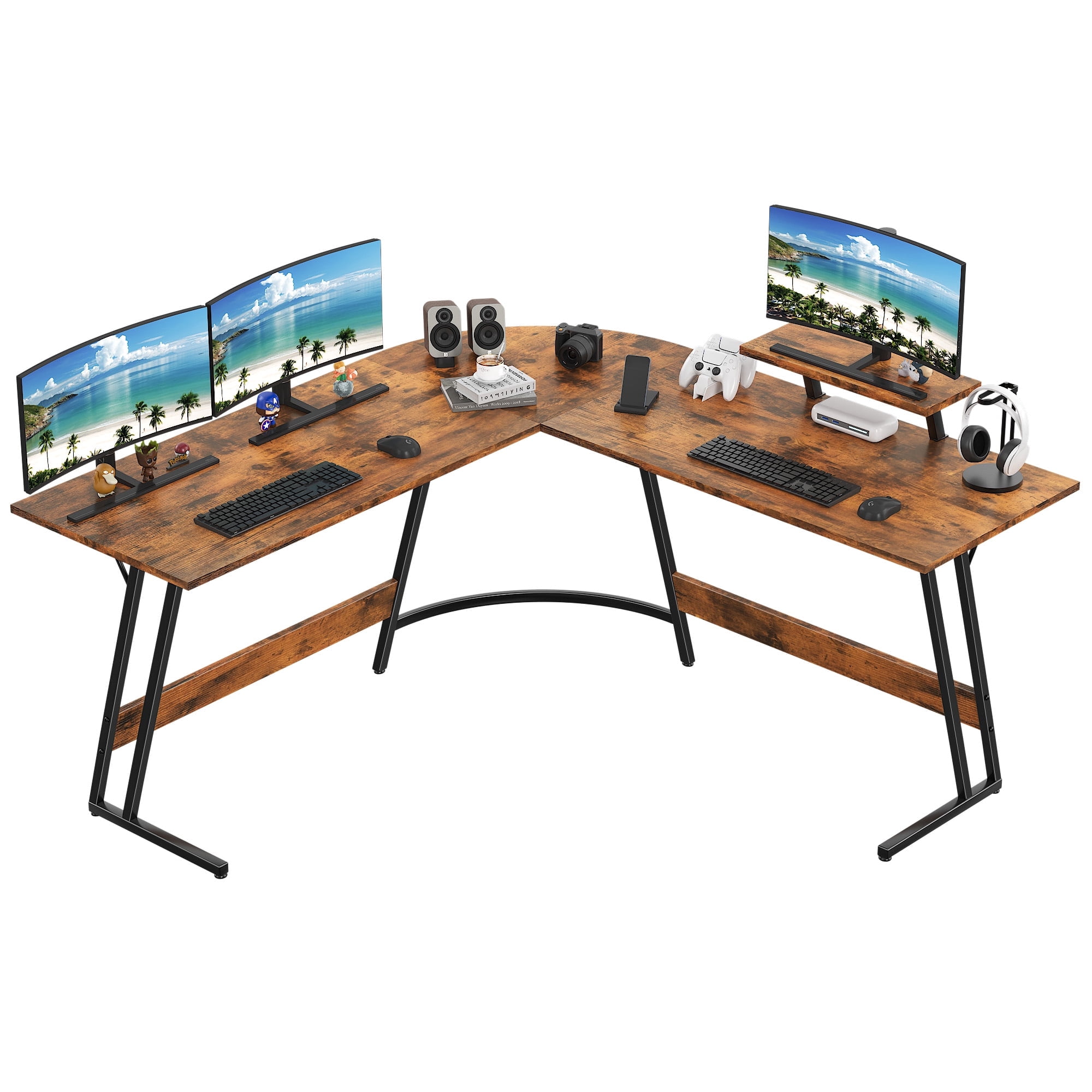 Vineego LShaped Computer Desk Modern Corner Desk with Small Table