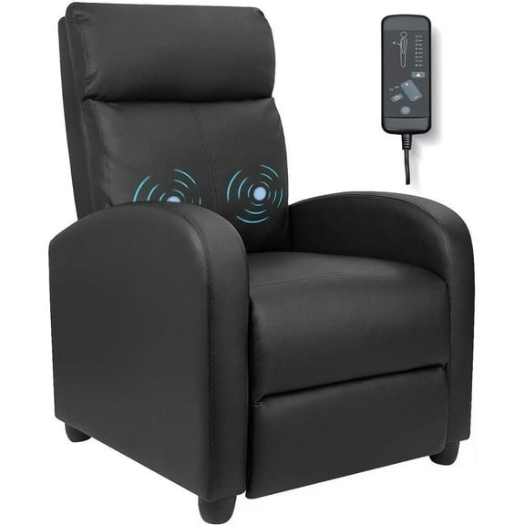 Vineego Massage Sofa Chair,Adjustable Recliner Home Theater Seating with PU Leather Padded Backrest and Thick Seat Cushion ,Black